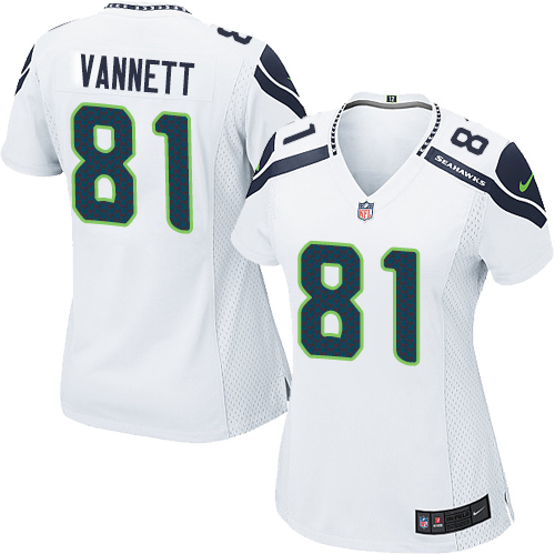 Women's Limited Nick Vannett Nike Jersey White Road - #81 NFL Seattle Seahawks